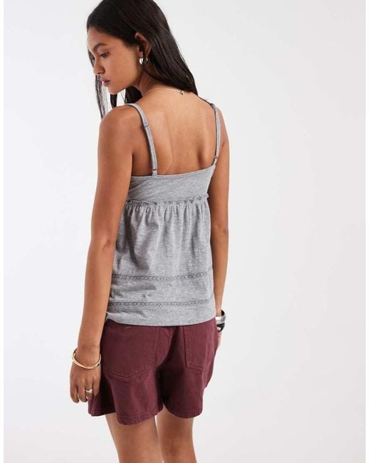 Hollister Gray Tie Front Babydoll Cami Top