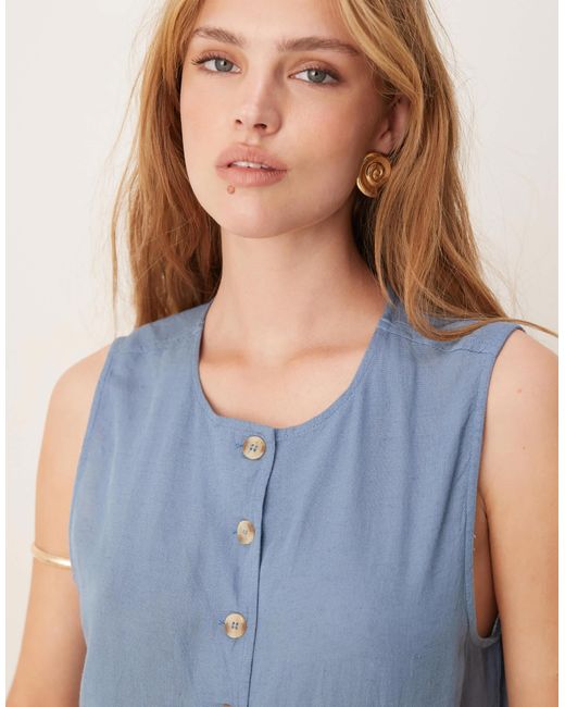 Vila Blue Button Front Waistcoat Co-ord