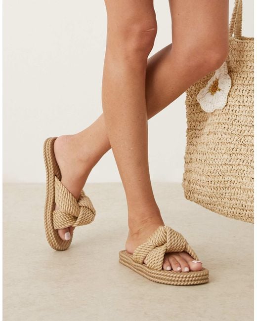 ASOS Natural Josie Chunky Knot Jelly Mule Sandal