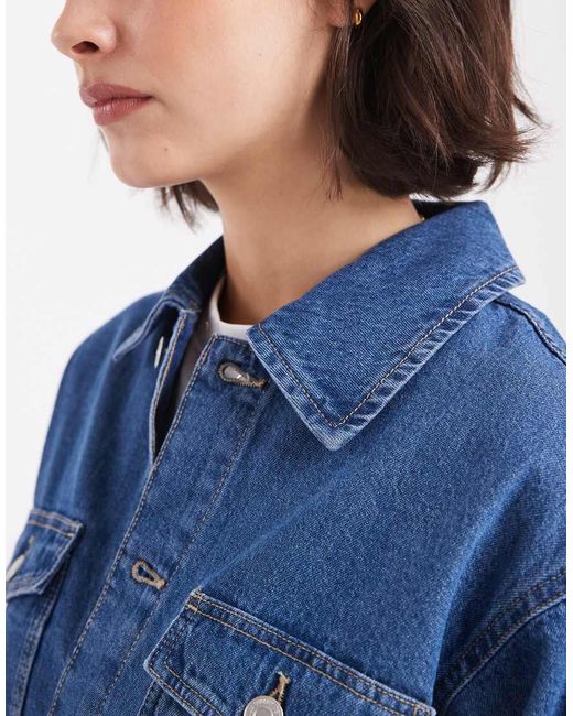 Vero Moda Blue Oversized Pocket Detail Denim Shirt