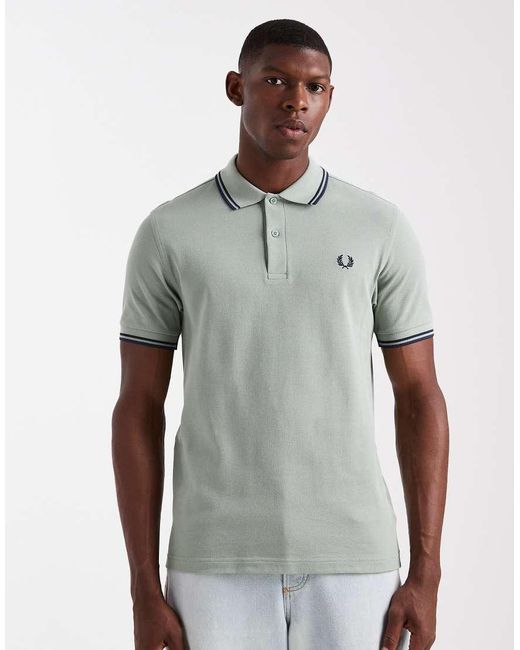 Fred Perry Gray Twin Tipped Polo Shirt for men