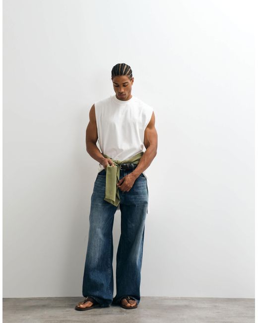 ASOS – basic-tanktop in Blue für Herren