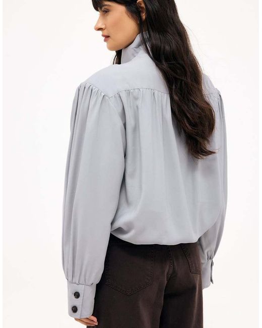 NA-KD Blue High Neck Flowy Jacket