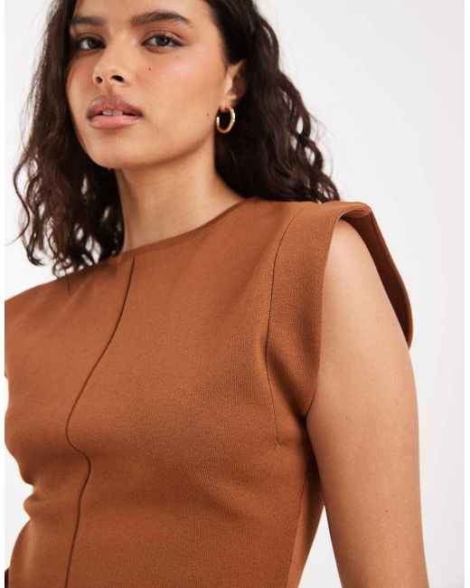River Island Blue Fine Knit Fitted Top With Cap Sleeves