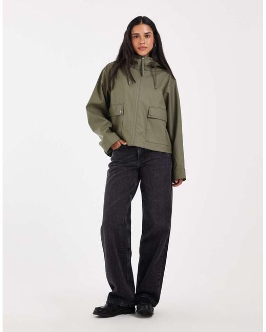 ONLY Green Hooded Rain Jacket