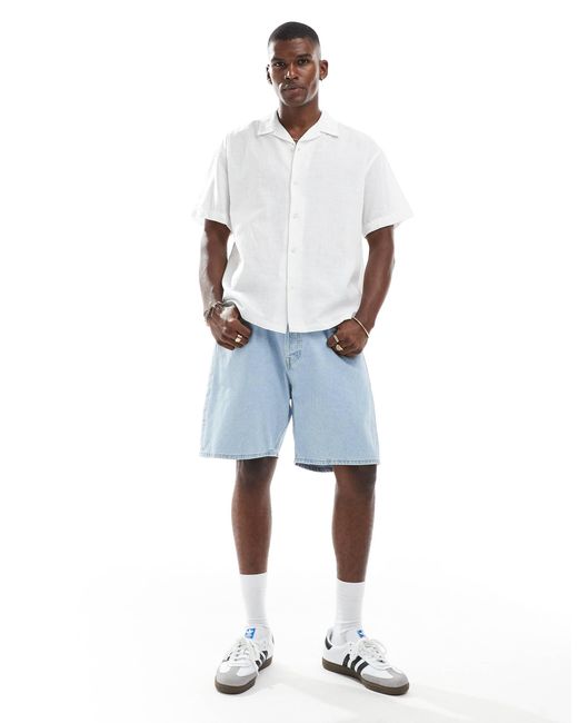 Chemise en lin avec col à revers Jack & Jones pour homme en coloris White