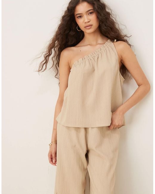 ASOS Natural One Shoulder Top Co-ord