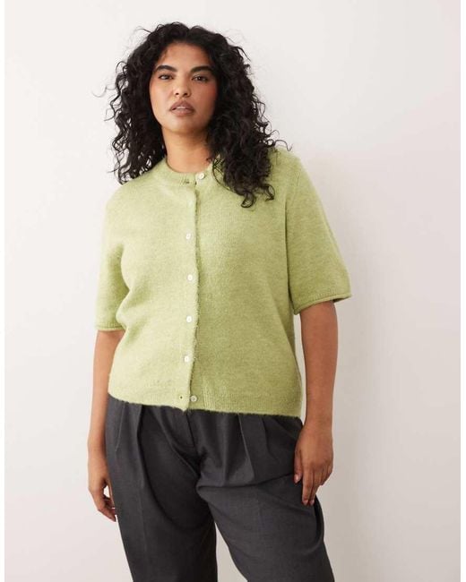 ASOS Green Asos Design Curve Lightweight Relaxed Short Sleeve Cardigan