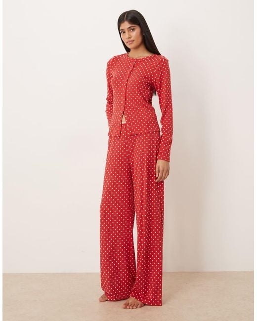 Abercrombie & Fitch Red Pointelle Pyjama Cardigan Co-Ord