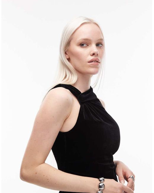 & Other Stories White Velvet Mini Dress With Ruche Asymmetric Neck