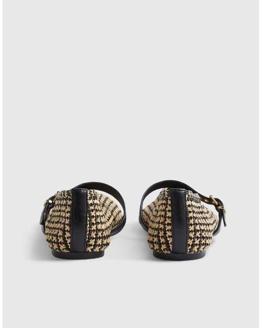 River Island White Raffia Maryjane Flat Ballet Pumps