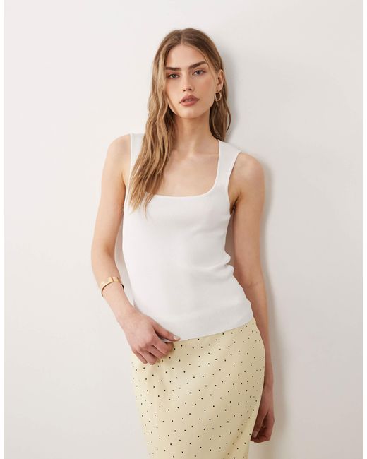 ASOS White Knitted Compact Square Neck Cami