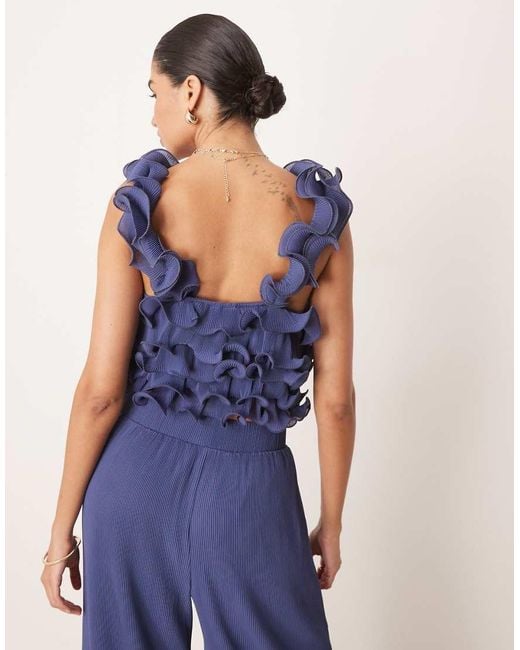 Top Intenso Con Volant Strutturati di Y.A.S in Blue