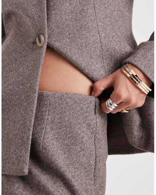 Pieces Natural High Waist Textured Tailored Mini Skirt Co-Ord