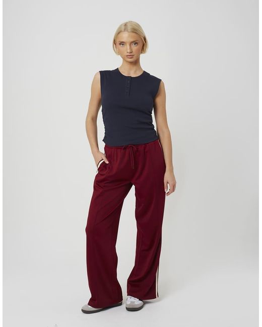 Brave Soul Blue Sleeveless Button Neck Top With Ruched Detail