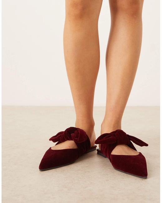 Asos Design Wide Fit Natural Lunar Bow Detail Mules