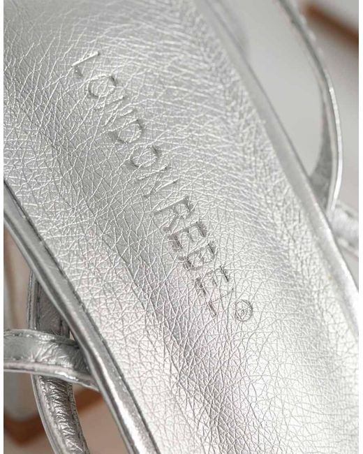 London Rebel White Aria Strappy Mid Block Heeled Sandals