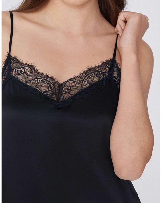 Tezenis Black Camisole With Narrow Shoulder Straps