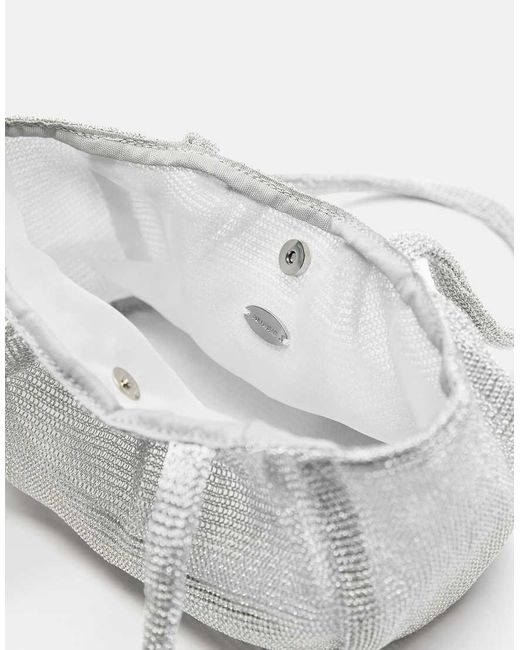 Pull&Bear Gray Metal Mesh Shoulder Bag