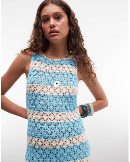 Reclaimed Vintage Blue Crochet Mini Dress