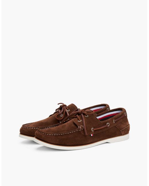 Chaussures bateau en daim - foncé Tommy Hilfiger pour homme en coloris Brown