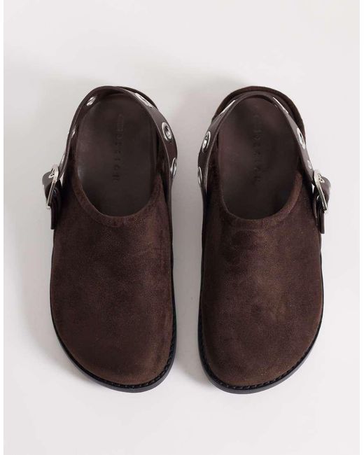 ASOS Brown Mina Grommet Detailing Flat Mules