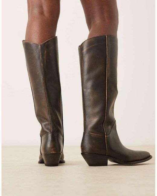 Mango Natural Knee High Western Boot