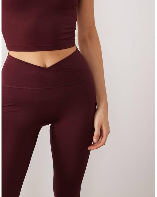 Adidas Originals Red Three Stripes Studios Crossover Waistband Leggings