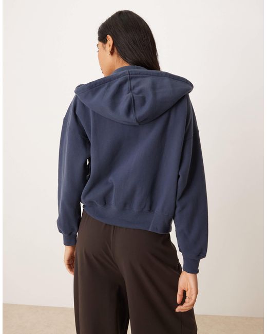 Sweat à capuche zippé en polaire avec logo emblématique Abercrombie & Fitch en coloris Blue