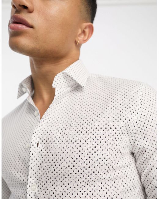Calvin Klein – schmal geschnittenes hemd in White für Herren