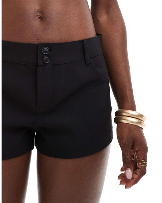 Pull&Bear Black Tailored Low Rise Micro Short