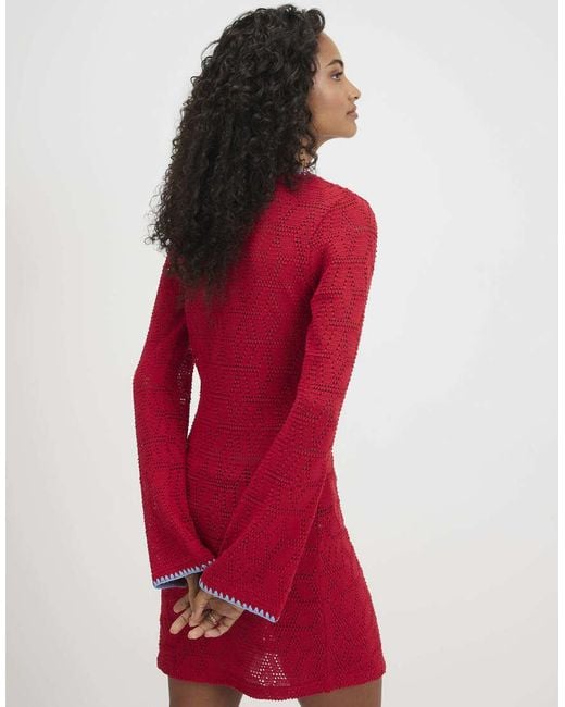 River Island Red Crochet Whipstitch Mini Dress