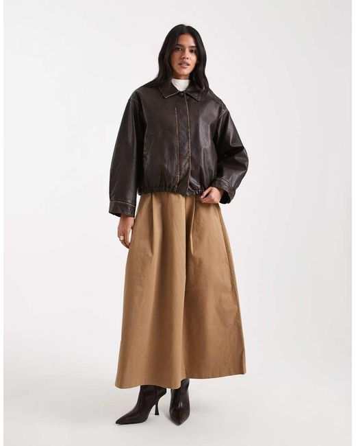ONLY Geplooide Maxi A-Lijnrok in het Natural