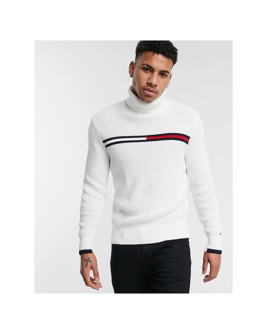 Tommy Hilfiger White Trent Turtleneck Knitted Sweater for men
