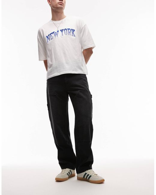 Topman – carpenter-hose aus twill in White für Herren