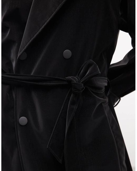 Rains Blue 12620 Waterproof Belted Double Breasted Trench Coat