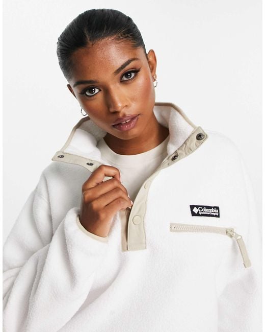 Columbia Helvetia Cropped 1 2 Snap Neck Fleece in White Lyst Australia