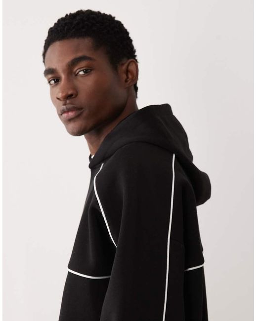 ASOS Black Extreme Oversized Hoodie With Piping for men