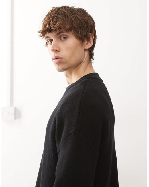 Weekday Black Boxy Fit Knitted Jumper for men