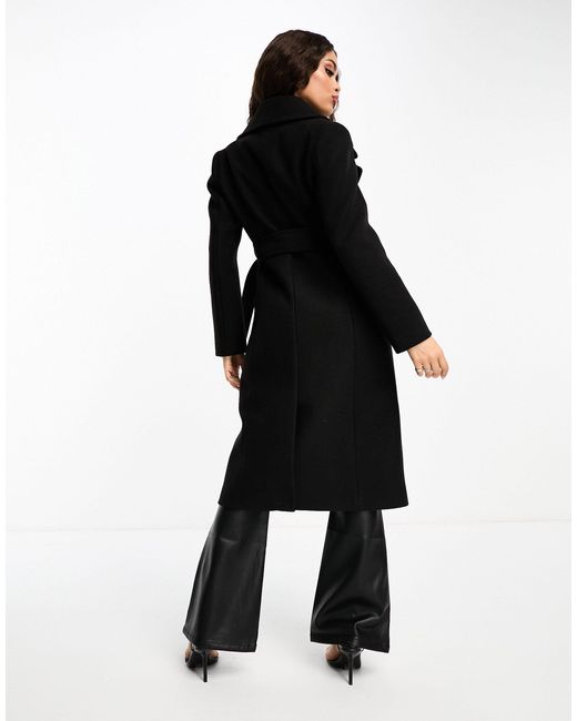 Manteau cache-cœur habillé avec ceinture à nouer Forever New en coloris Black