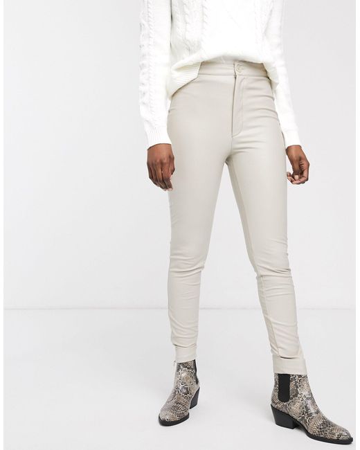 Pull\u0026Bear Denim Faux Leather Trousers 