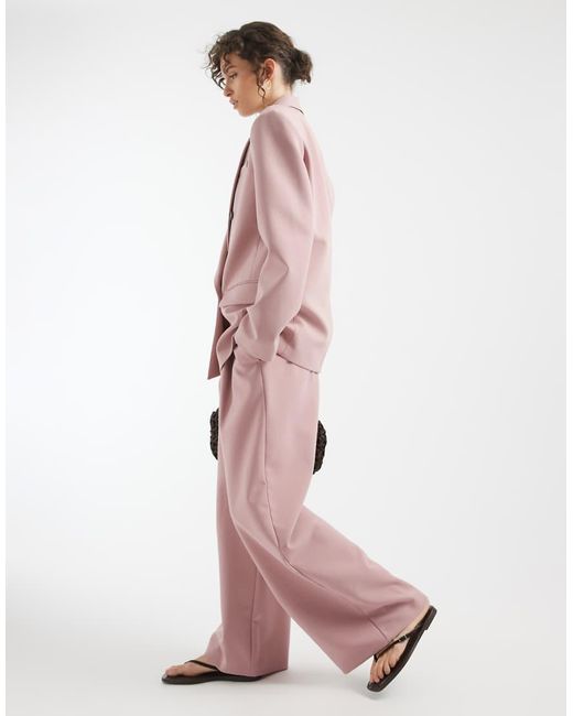 ASOS Pink Tailored Wide Leg Slouchy Trouser