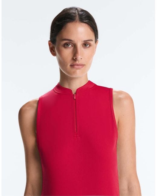 Oysho Red Sleeveless Half-zip T-shirt