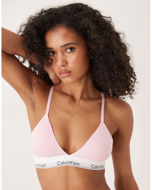 Calvin Klein Pink Modern Cotton Lightly Lined Triangle Bralette