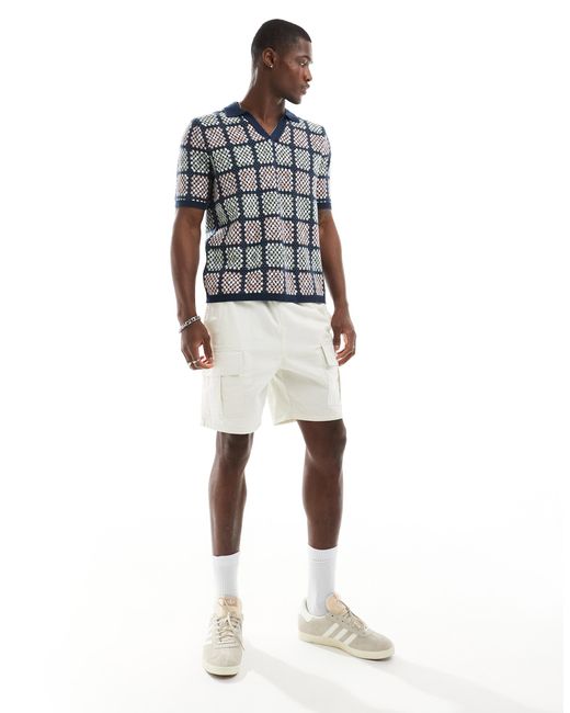 ASOS – poloshirt aus häkelstrick in Gray für Herren