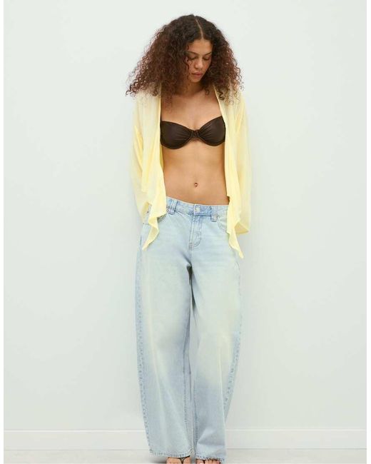 Stradivarius Yellow Flowing Open Blouse