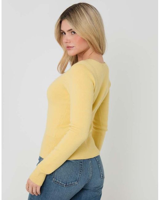 Threadbare Yellow V Neck Compact Knitted Cardigan
