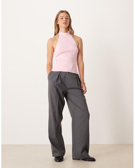 Mango Red Compact Knit High Neck Halter Top