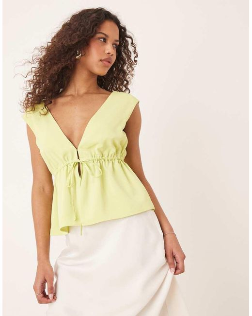 Abercrombie & Fitch Top Met Open Gestrikte Voorkant in het Yellow