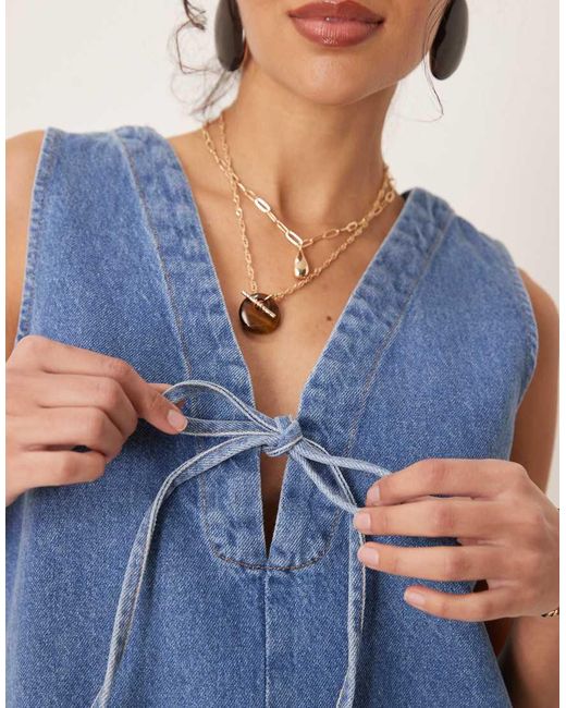 sachin and babi light blue dress Nobody's Child Lykke A-line Denim Pinny Mini Dress in Blue